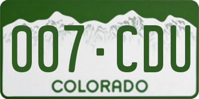 CO license plate 007CDU