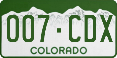 CO license plate 007CDX