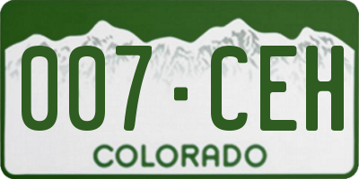 CO license plate 007CEH