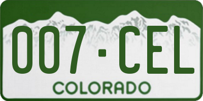 CO license plate 007CEL