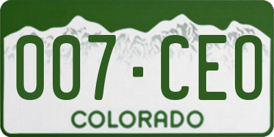 CO license plate 007CEO