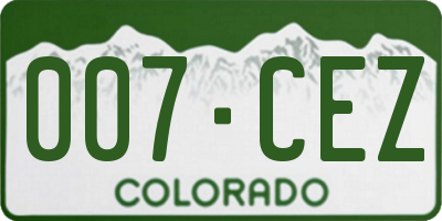 CO license plate 007CEZ