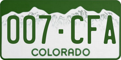 CO license plate 007CFA