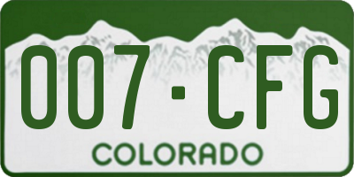 CO license plate 007CFG