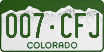 CO license plate 007CFJ