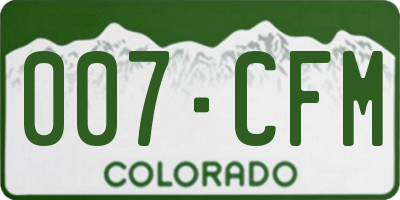 CO license plate 007CFM