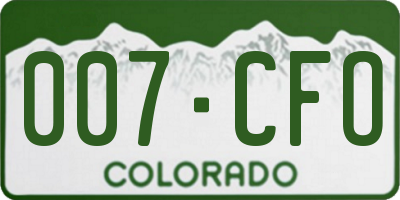 CO license plate 007CFO