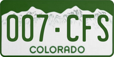 CO license plate 007CFS