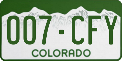 CO license plate 007CFY