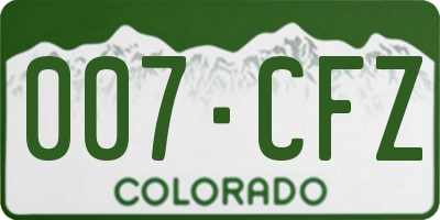 CO license plate 007CFZ