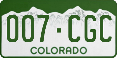 CO license plate 007CGC