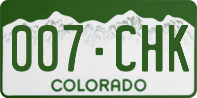 CO license plate 007CHK