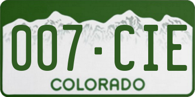 CO license plate 007CIE