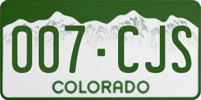 CO license plate 007CJS