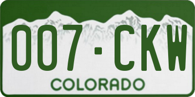 CO license plate 007CKW