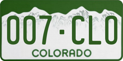 CO license plate 007CLO