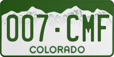 CO license plate 007CMF