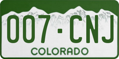 CO license plate 007CNJ