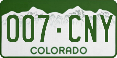 CO license plate 007CNY
