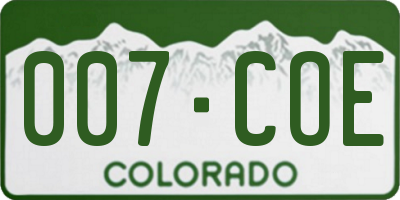 CO license plate 007COE