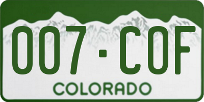 CO license plate 007COF