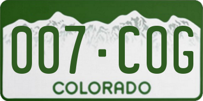 CO license plate 007COG