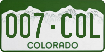 CO license plate 007COL