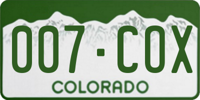 CO license plate 007COX