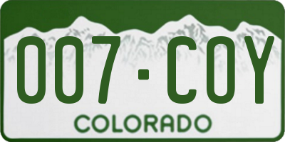 CO license plate 007COY