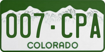 CO license plate 007CPA