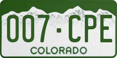 CO license plate 007CPE