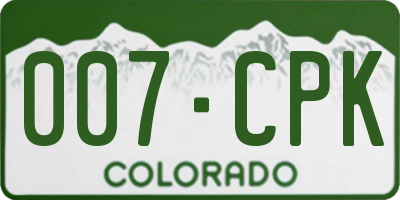 CO license plate 007CPK