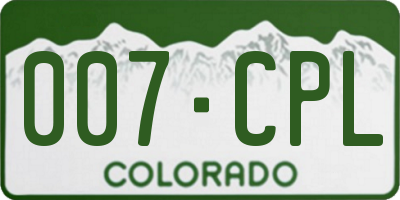 CO license plate 007CPL