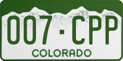 CO license plate 007CPP