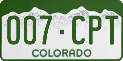 CO license plate 007CPT