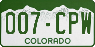 CO license plate 007CPW