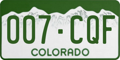 CO license plate 007CQF
