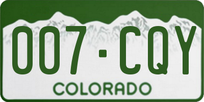 CO license plate 007CQY