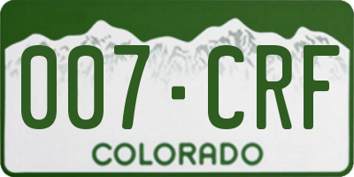 CO license plate 007CRF