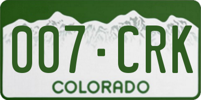 CO license plate 007CRK