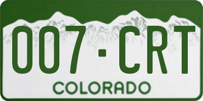 CO license plate 007CRT