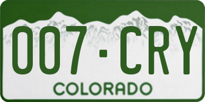 CO license plate 007CRY