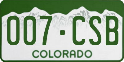 CO license plate 007CSB