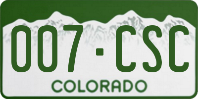 CO license plate 007CSC