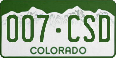 CO license plate 007CSD