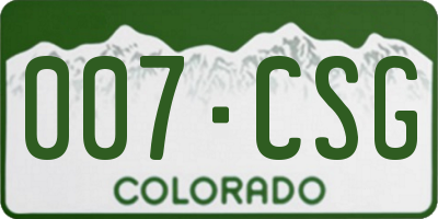 CO license plate 007CSG
