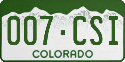CO license plate 007CSI