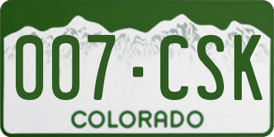 CO license plate 007CSK