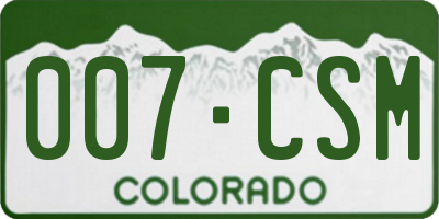 CO license plate 007CSM