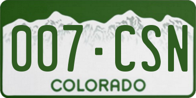 CO license plate 007CSN